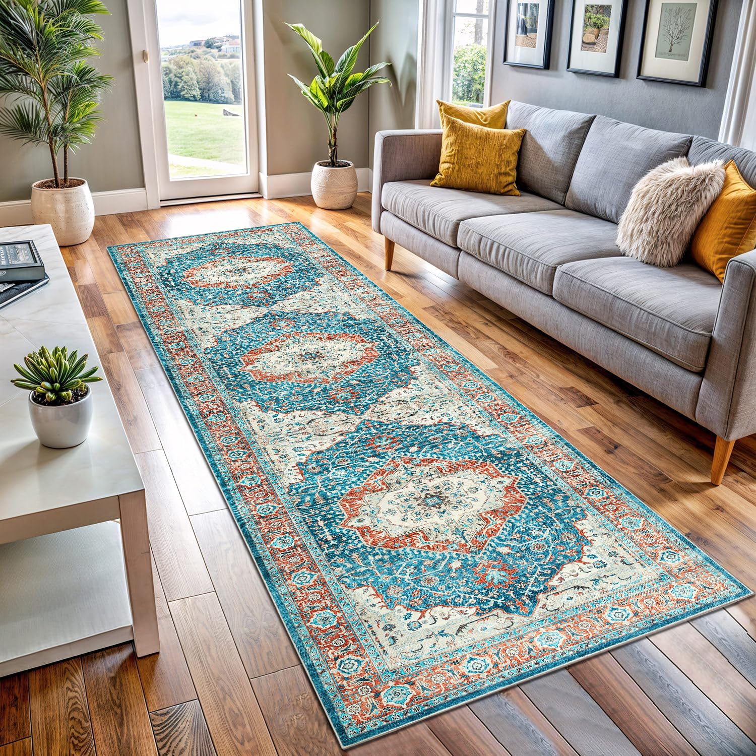 Hafaa Machine Washable Hallway Runner Rug 60×220 cm Regal | Soft Touch Fluffy Cashmere Rugs for Living Room, Non Slip Carpet Runners for Bedroom, Dinning Room Kids Room
