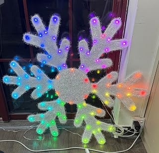 40'' Large Smart RGB Hanging Snowflake Christmas Lights, Color Changing Christmas Decoration with App & Remote Control, Multiple Preset Effects, DIY, Music Sync, Timer, Indoor Outdoor Holiday Décor