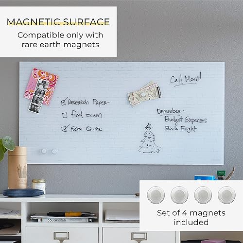 Miniatura 3 de ECR4Kids MessageStor - Pizarra magnética de vidrio de borrado en seco con imanes, 18 x 36 pulgadas, pizarra blanca para montar en pared, ladrillo