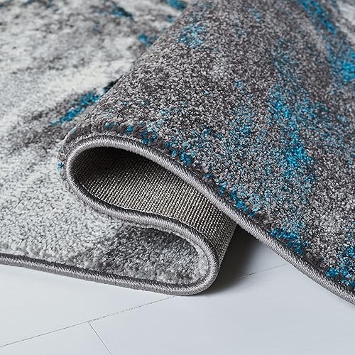 Miniatura 6 de SAFAVIEH Glacier Collection GLA127M - Alfombra moderna abstracta que no desprende pelusa, para sala de estar o dormitorio, 4 x 6 pies, azulgris