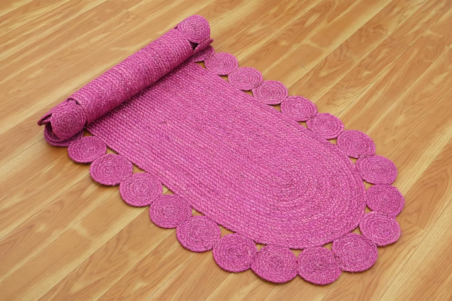 Runner - Oval Rug 4x12 Area Rug Kilim Rug Pink Solid Design 0.27 inches ThickIndoor Outdoor Rug Flatweave Rug High Traffic Area Home & Foyer Corridor Hallway & Stair Runner