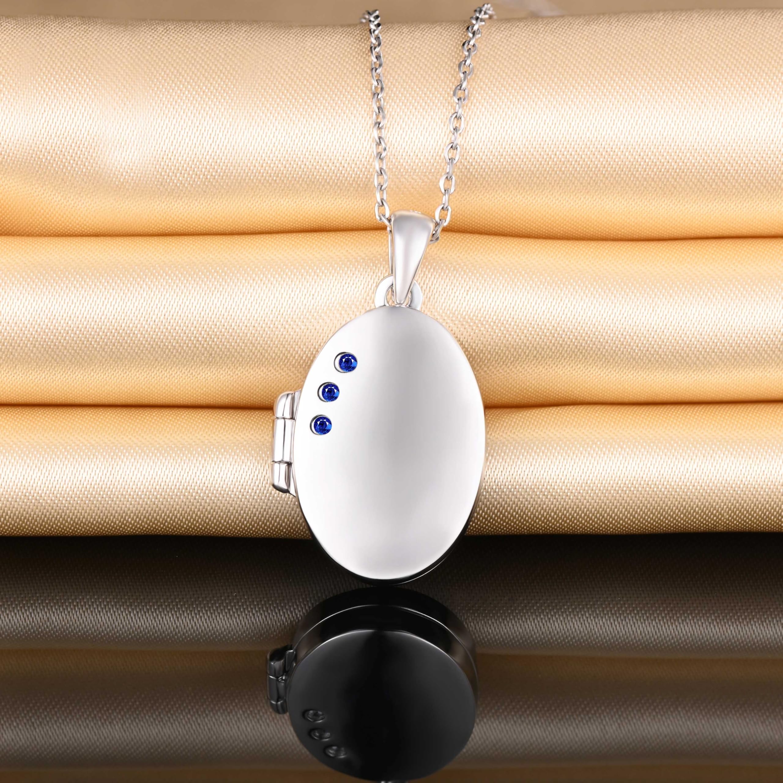 Collar colgante oval de foto de plata 925 para mujer niña Collares medallones con circonita colgante openable personalizado moda joyería