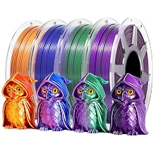 YOOPAI Dual Color Silk PLA Filament Bundle 1.75mm, Multicolor 250g x4, Shiny Gradient PLA with Dynamic Color Shift for Bambu Lab & FDM 3D Printers, Red Gold+Red Blue+Purple Green+Black Purple