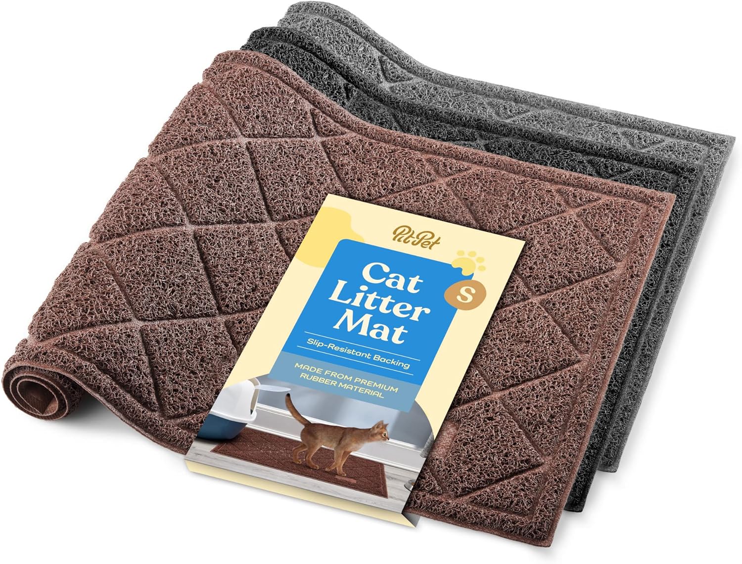 Durable Thick Cat Litter Mat - Modern Cat Mat With Non-Slip Bottom Stays In Place - Super Soft On Kitty Paws - Easy To Clean Litter Box Mat - Waterproof Cat Litter Trapping Mat Protect Floors.