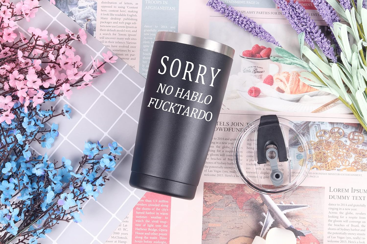 Sorry No Hablo Fuctardo Tumbler Funny Birthday White Elephant Christmas Gifts for Men Women Friends Coworkers Brother Family 20 Oz Insulated Stainless Steel Travel Tumbler Black - Image 2
