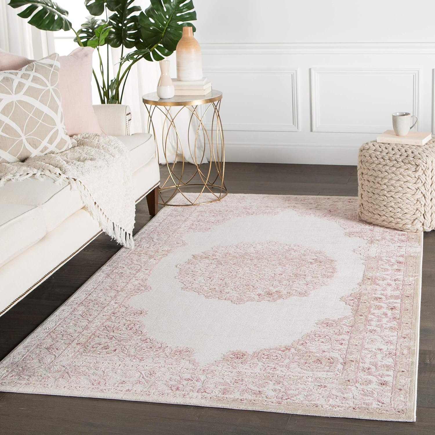 Jaipur Living Malo FB123 Medallion Pink and White Area Rug (6'x9')