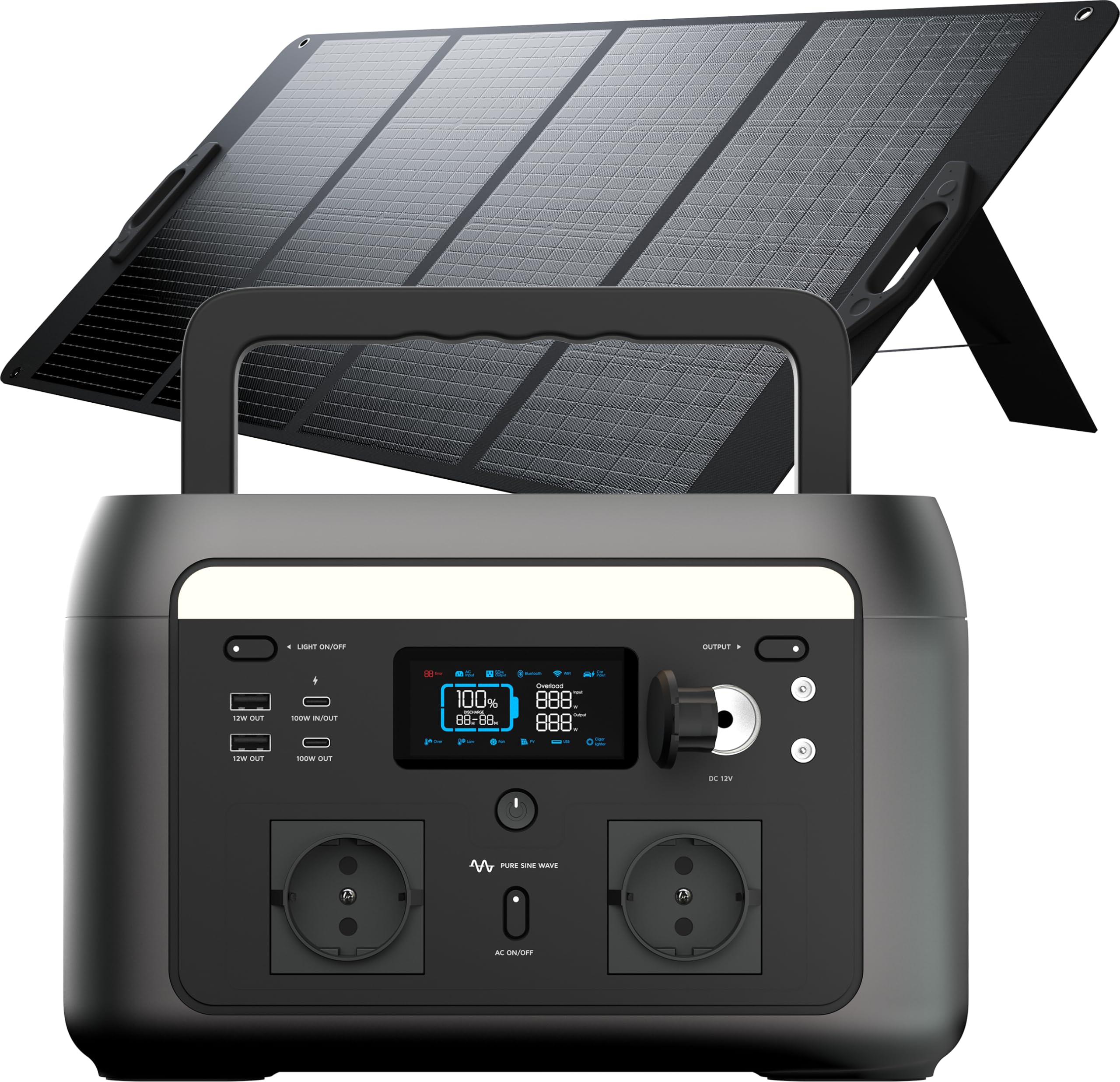 Xtorm - Generador eléctrico portátil con panel solar de 200 W, batería LiFePO4 512Wh, carga rápida en 1,5 horas, 2 salidas AC (600 W, Peak 1000 W), tecnología PowerBoost, estación