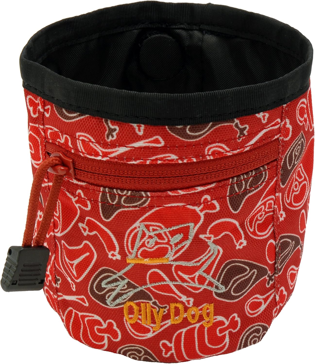 OllyDog Treat Bag Plus for Dogs, Red Charcuterie