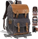 Padwa Lifestyle Blue Camera Backpack - Weather Resistant Waxed Memory Canvas Camera Backpacks for Photographers,Multi DSLR SLR Camera Bag with 16” Laptop & Lens Compartment and Tripod Holder