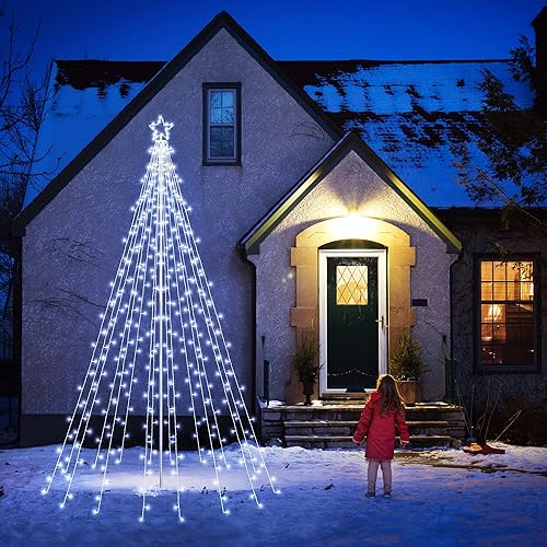 Miniatura 7 de Flacchi Tira de luces LED de estrella de 404 pies para exteriores, juego de postes con control remoto, múltiples modos de iluminación, temporizador