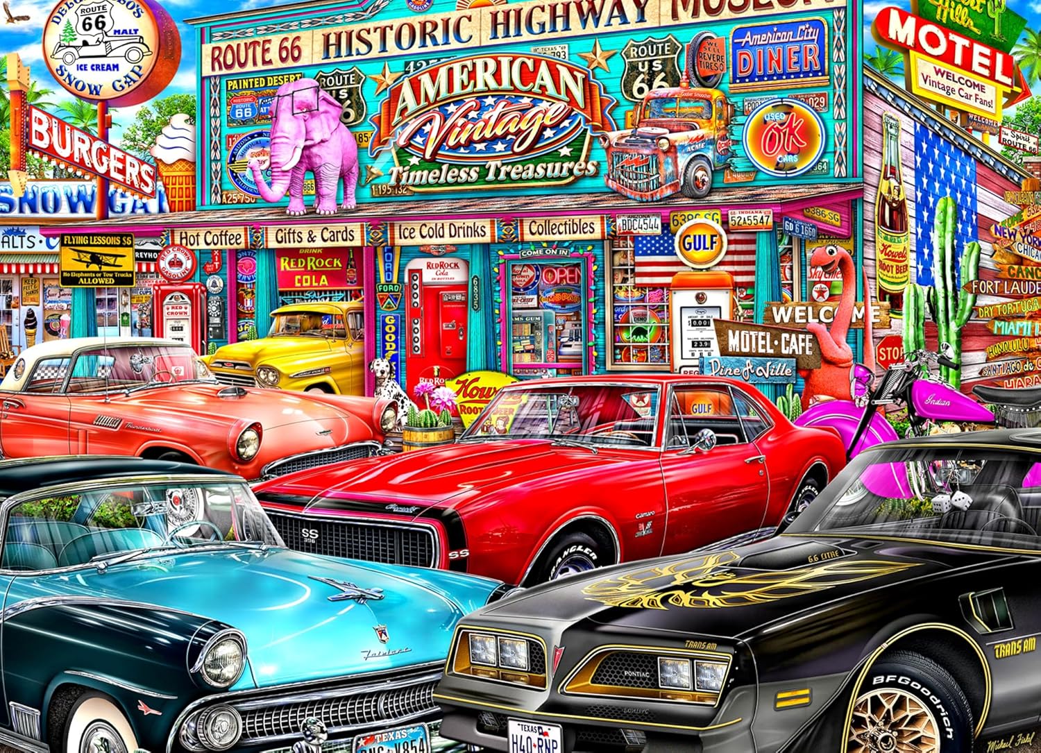 Historic Highway Jigsaw Puzzle 1000 Piece by Vermont Christmas Company - Fully Interlocking & Randomly Shaped Pieces - 26 5/8" x 19 1/4"