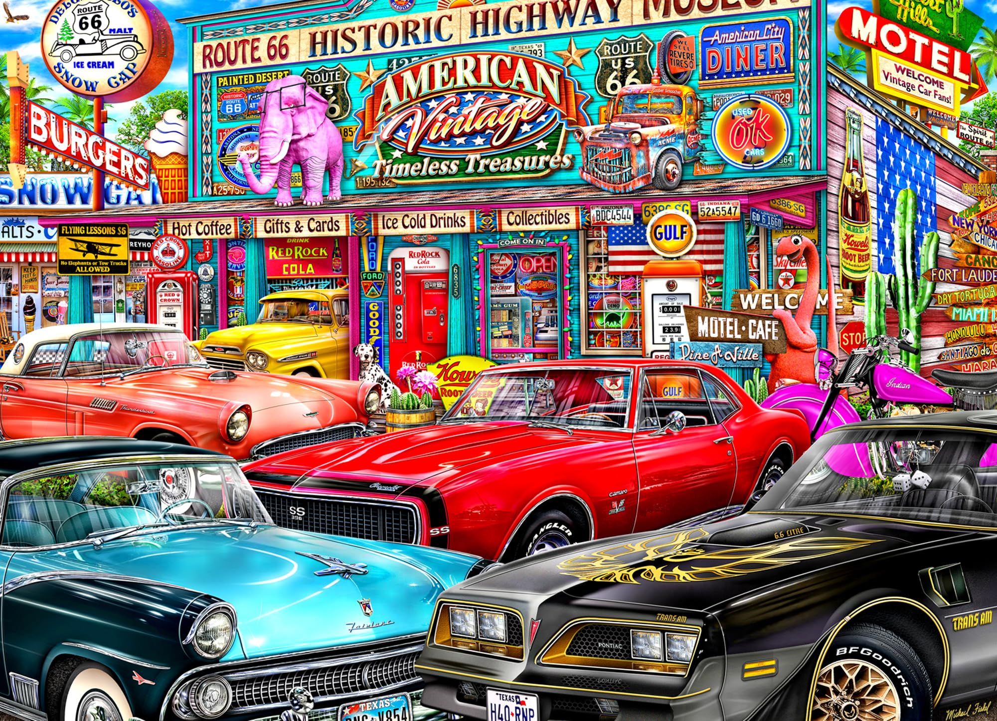 Historic Highway Jigsaw Puzzle 1000 Piece by Vermont Christmas Company - Fully Interlocking & Randomly Shaped Pieces - 26 5/8" x 19 1/4"