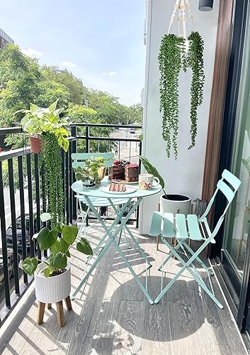 Miniatura 6 de RECUTMS Plantas colgantes artificiales de 3 piezas, plantas colgantes falsas, cadena de perlas, vegetación sintética, plantas de pared, plantas