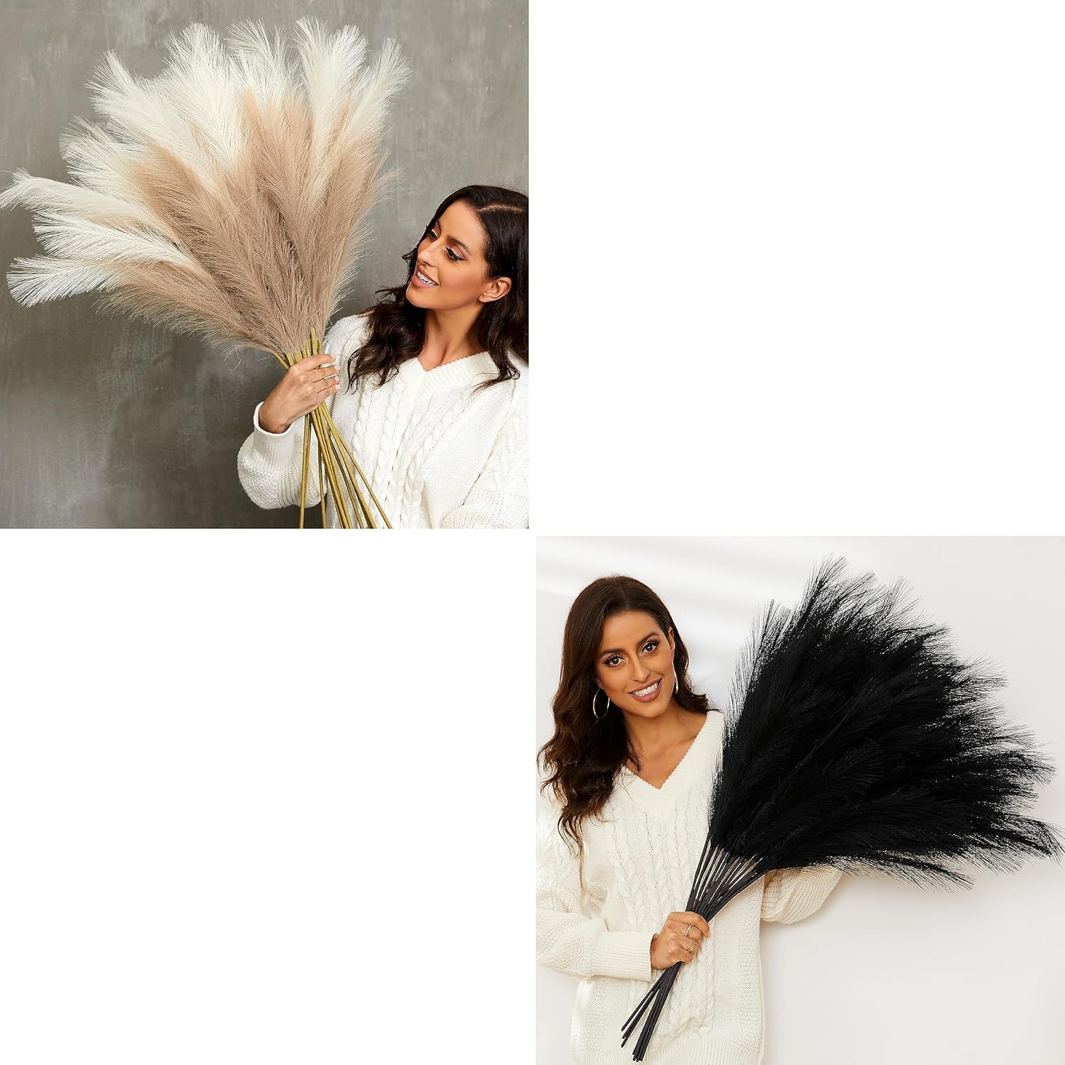 Faux Pampas Grass, 9 PCS 37''/3.1FT Tall Fluffy Fake Pompas Floral, Large Artificial Pompous Grass Branches for Floor Vase Fillers, Boho Farmhouse Room Wedding Decor