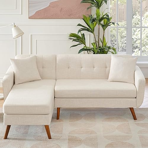 Miniatura 9 de Tbfit Sofá en forma de L, sofás modulares modernos de mediados de siglo de 80 pulgadas de ancho, sofás de 3 plazas con diván ancho, sofá seccional