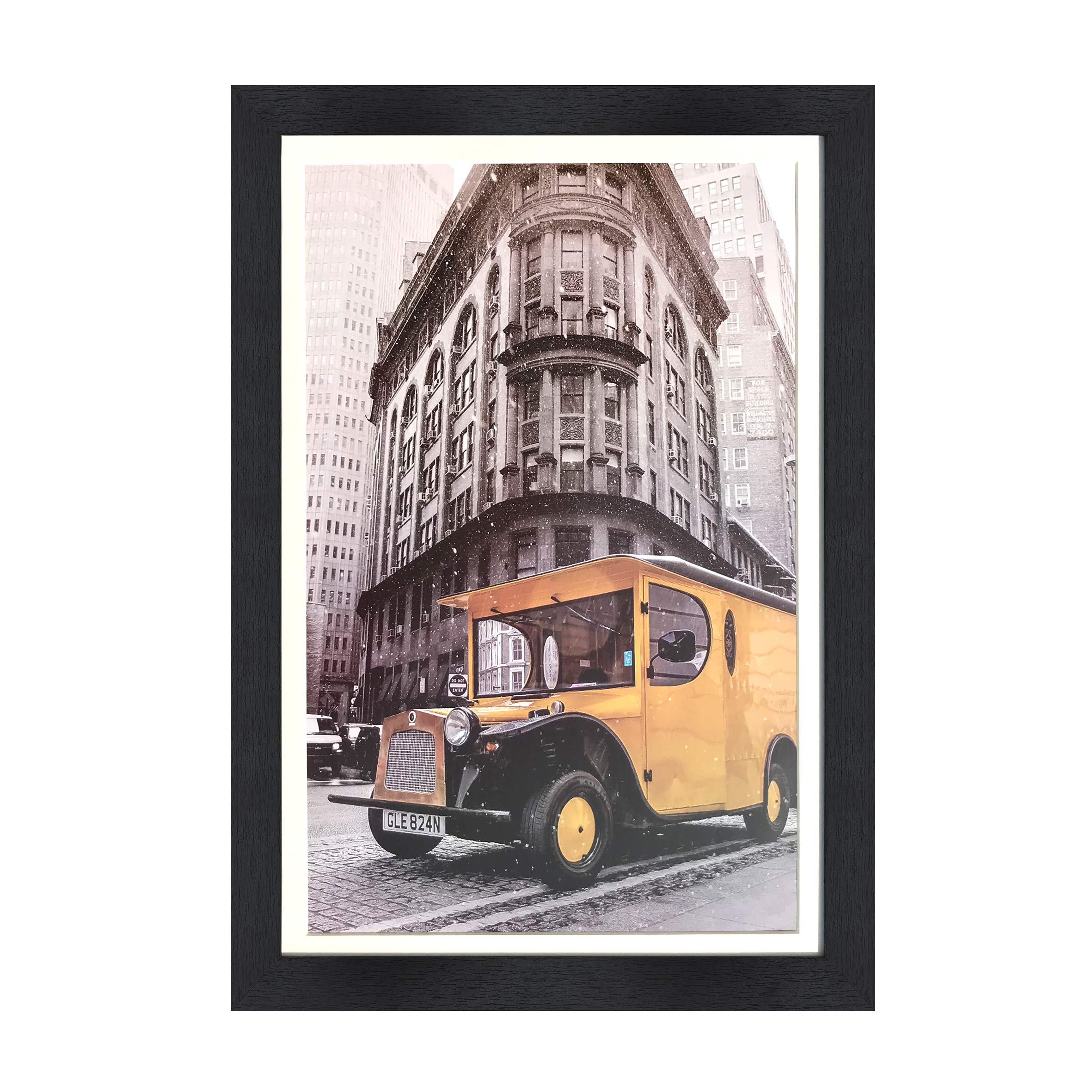 Black Wood Grain Picture Frame, 2MM Reinforced Glass (Black, 12x18 with 11x17 Opening), Farmhouse Rustic Style, Pack of 4