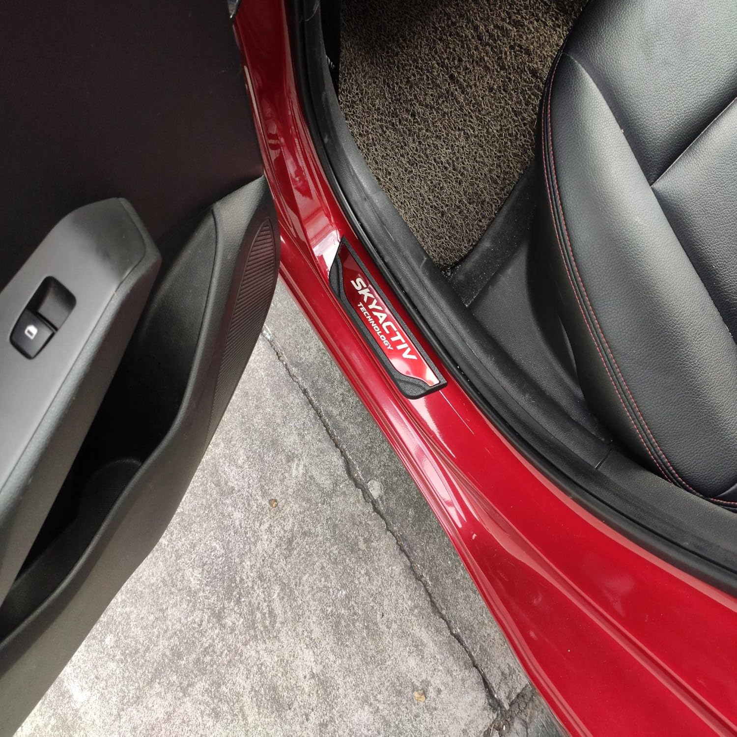 GZBFTDH Car Accessories Door Sill Protector, for Mazda 3 6 CX-30 CX-5 Kick Panels Threshold Guard Scuff Plate, Auto Parts Door Entry Guard