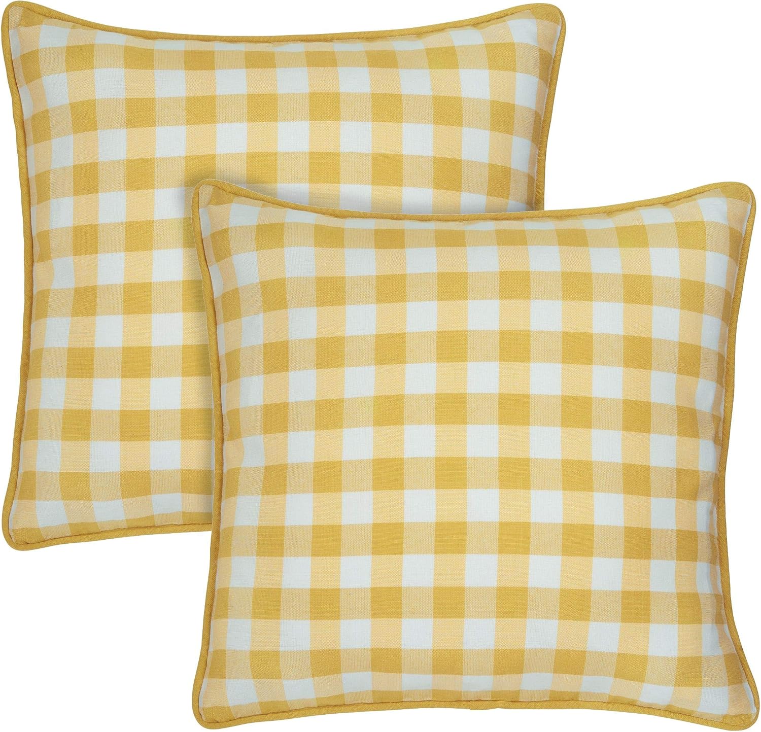 yellow checked cushions