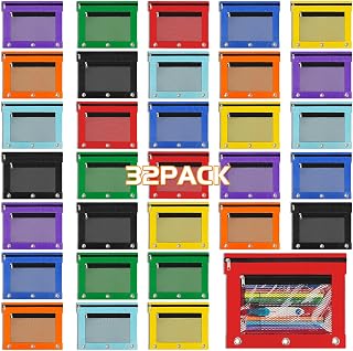 IKAYAS Lot de 32 trousses à crayons colorées avec fermeture éclair, 3 anneaux pour salle de classe, trousse à crayons pour ranger les fournitures scolaires et les enseignants