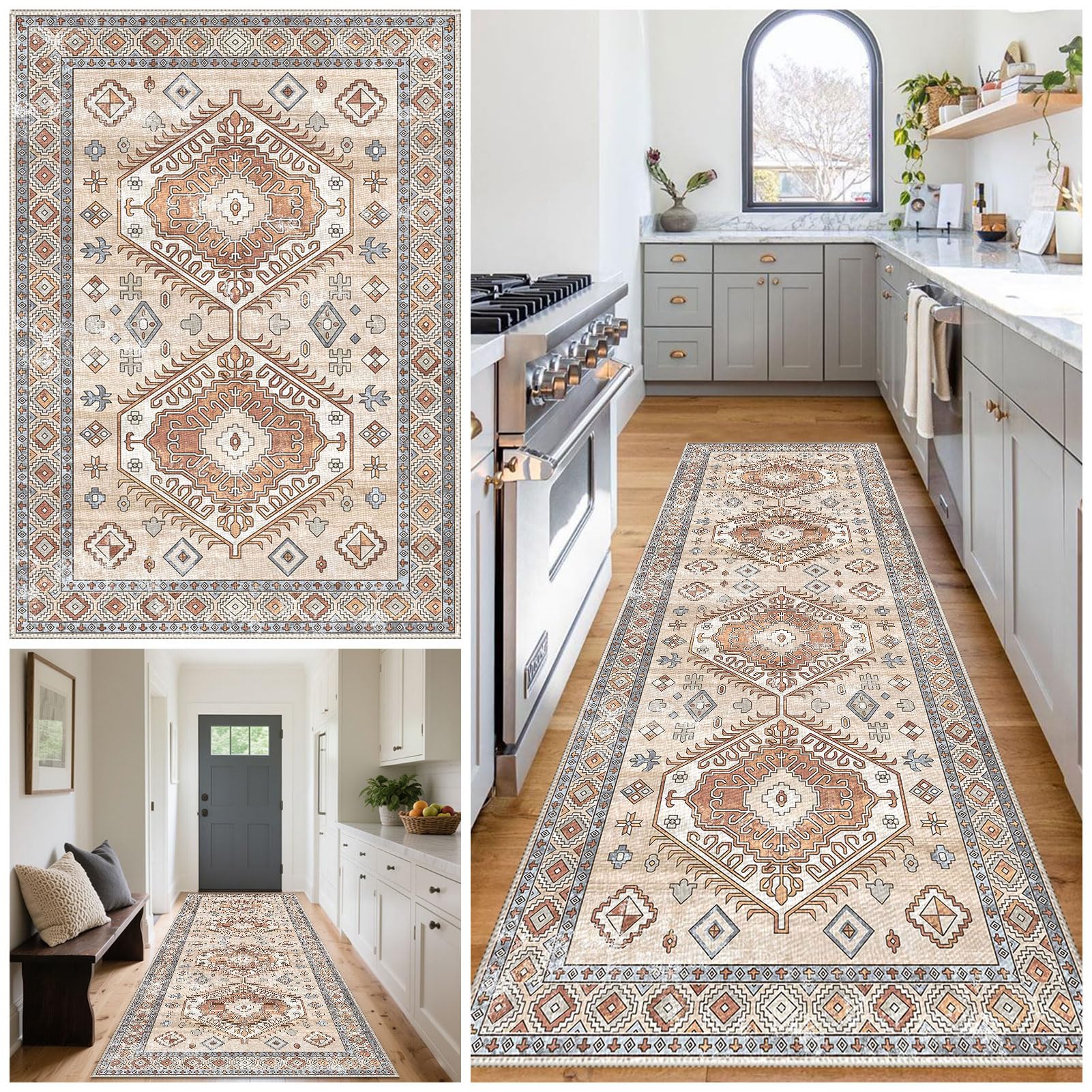 Long Runner Rug for Hallway, Non Slip Washable Carpet Runner Rug for Kitchen 40 x 120 cm Heavy Duty Hall Runner Door Mat Indoor, Stair Area Rug for Kitchen Living Room Bedroom Bathroom Entrance