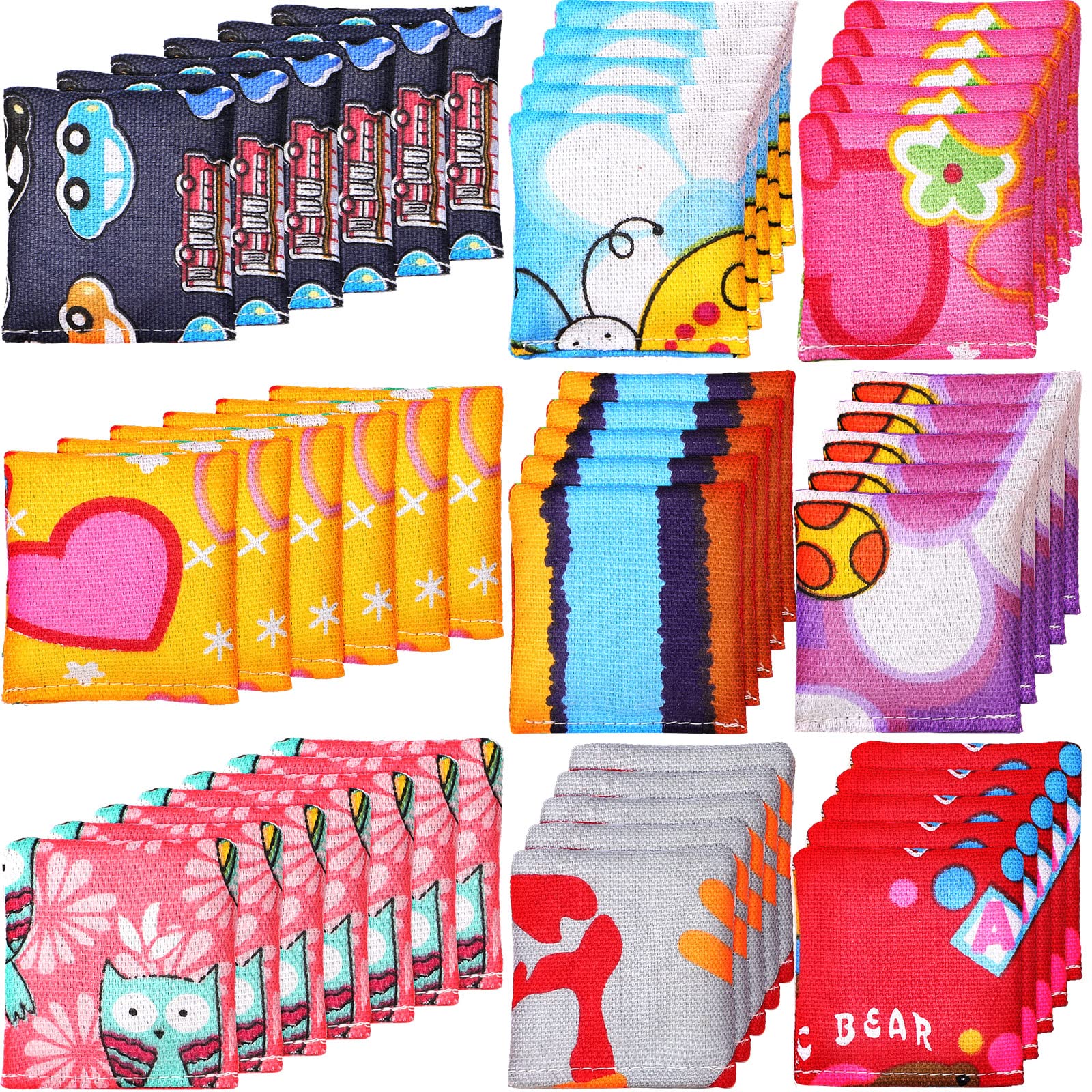 48 Packs Mini Colorful Bean Bags Polyester Small Bean Bag Toy Set Sack Tossing Beanbag for Hand Toss Game Family Fun Outdoor Sports Supply for Kids Boys Girls, 2.4 x 2.4 Inch