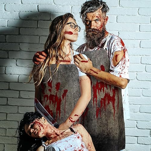 Miniatura 3 de Suhine El juego de 9 piezas de disfraces de Halloween incluye 4 cuchillos falsos de plástico, 4 tatuajes temporales de maquillaje de cicatrices de