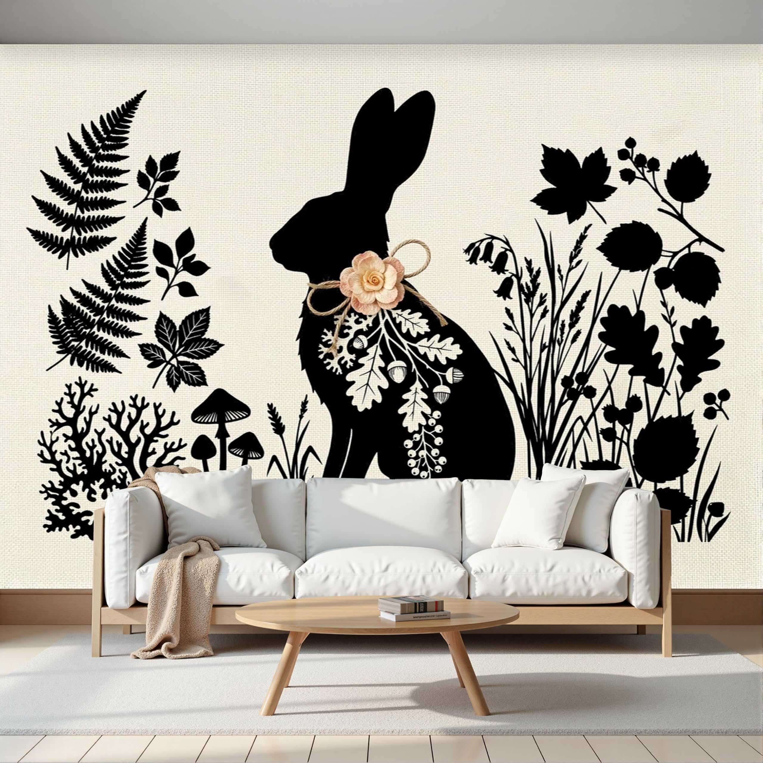 Papier peint panoramique soie 200x140cm grand poster mural lapin