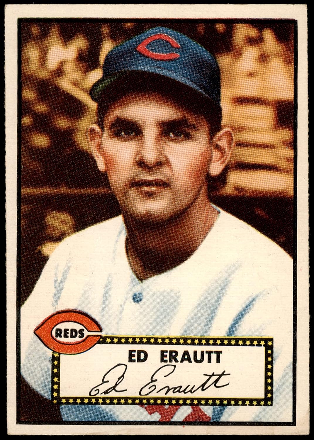 1952 Topps #171 CRM Ed Erautt Cincinnati Reds (Baseball Card) (Cream Back) VG/EX Reds