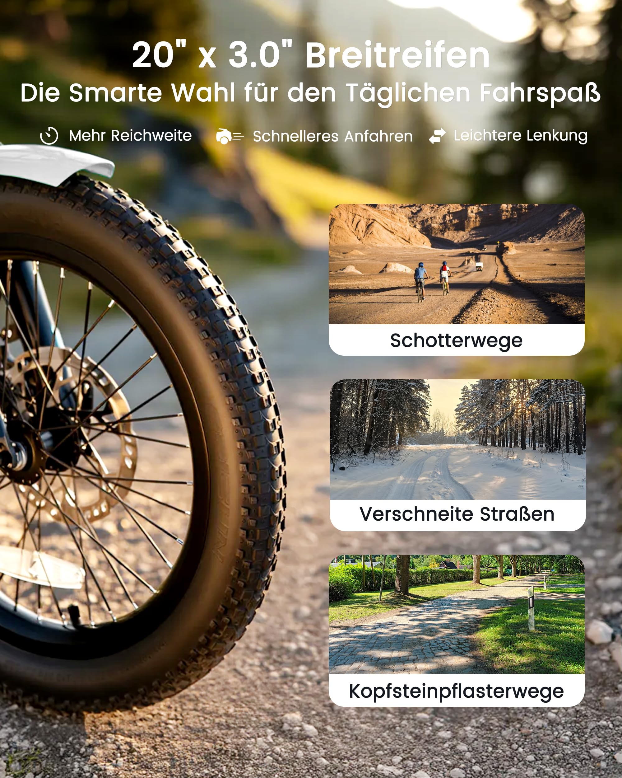 MOONCOOL E Bike Klapprad, 20" Elektrofahrräder für Herren Damen, 36V 20AH Akku, 250W Motor 45 Nm, LCD-Display, IP65 Wasserdicht, 3 Fahrmodi, mit Großen Körben & Fußstützen