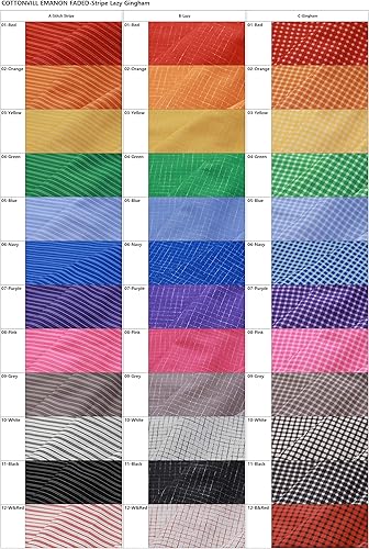 Miniatura 4 de COTTONVILL EMANON - Tela de algodón con estampado de rayas (10 pulgadas, rayas en D Lazy Gingham)