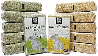 Hayrabbit Naturstroh & Bergwiesenheu - 6kg Stroh und 6kg Heu in 1kg Beuteln verpackt, allergikerfreundlich, Beste Qualität product image