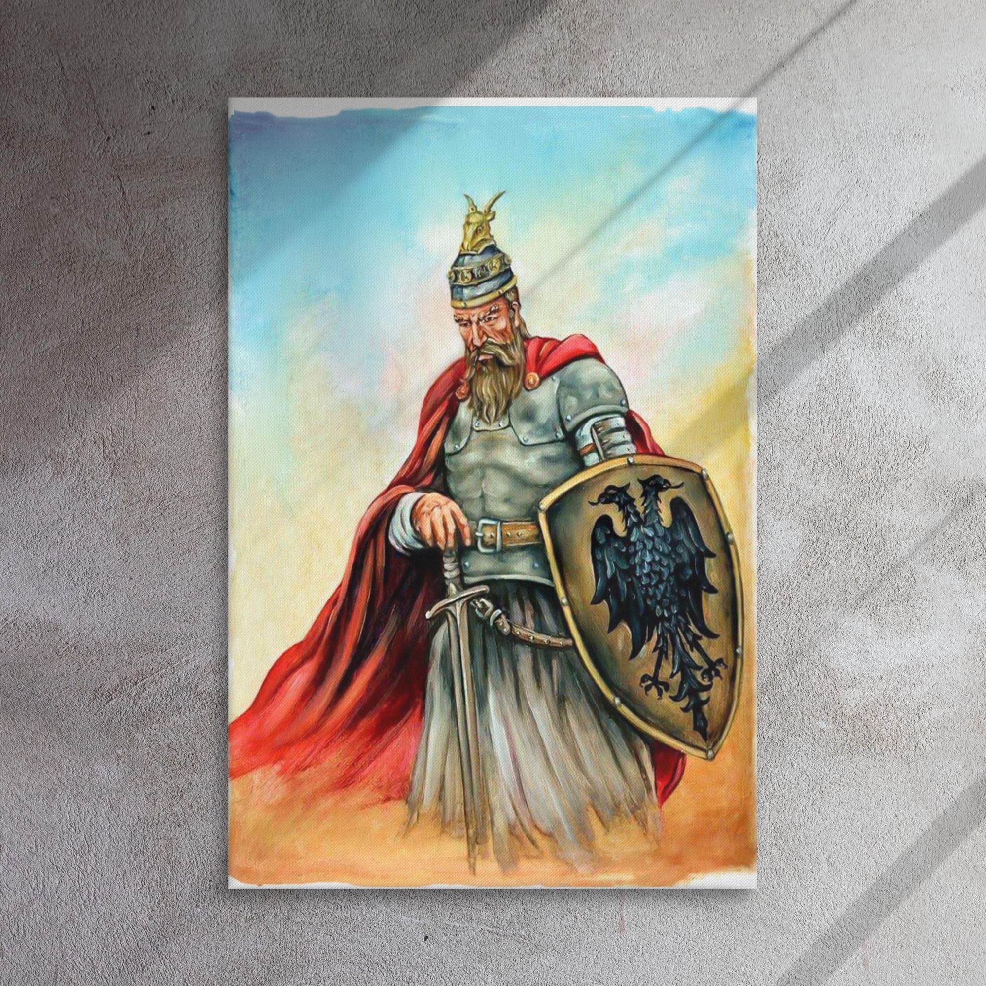 Gjergj Kastrioti Skenderbeu canvas, Skanderbeg painting, Skanderbeg canvas, Albanian art, Albanian home decor, Albanian art decor, Skanderbeg wall art, Albanian wall art, Albanian warrior