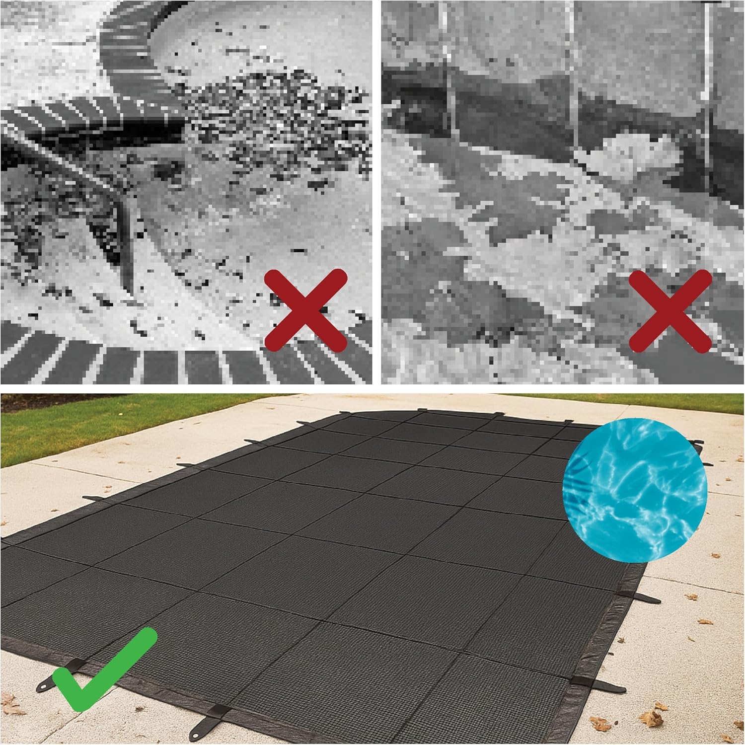 Black Deluxe In-Ground Swimming Pool Closing Leaf Net Cover 20' x 36'