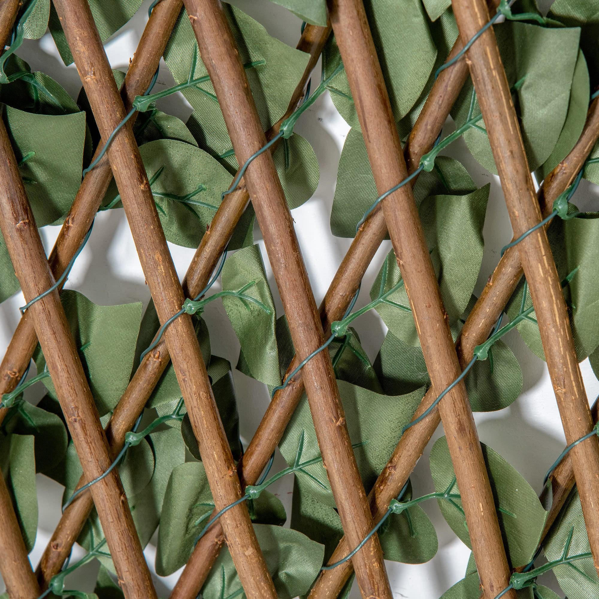 Outsunny Lot de 4 Haies Artificielles de Lierre, Feuilles Murale Brise-vue Extensible en Polyester Osier, Clôture Décorative Artificielle 200 x 100 cm pour Jardin Extérieur Balcon Terrasse, Vert