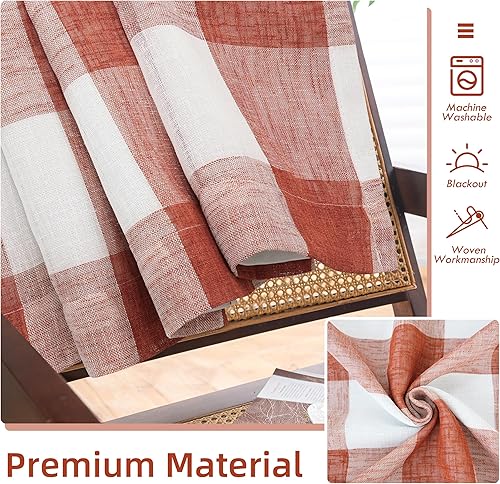 Vista 55 de DriftAway - Cortinas de ojales opacas, patrón a cuadros, forro térmico con aislamiento, blackout, impresas a cuadros, 2 capas, juego de 2 paneles