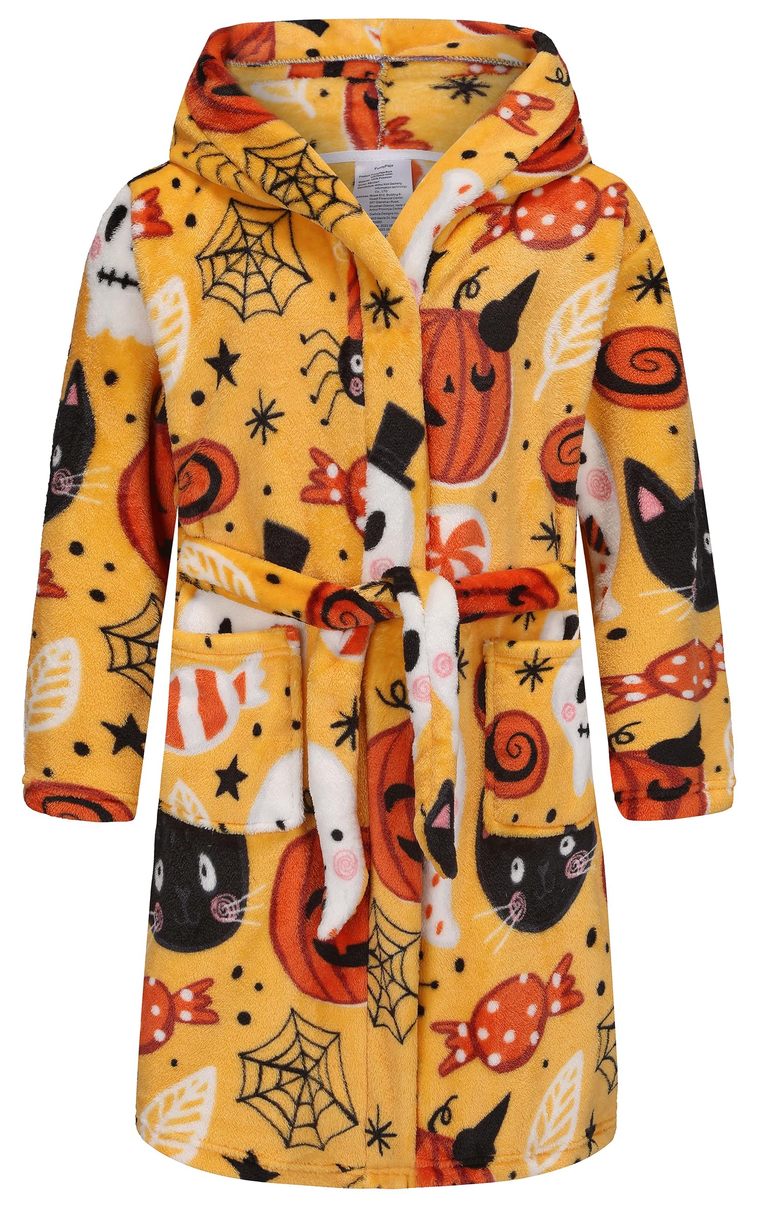Kids Hooded Bathrobe Girls Soft Plush Hooded Flannel Pajamas Sleepwear Boys Spa Robe