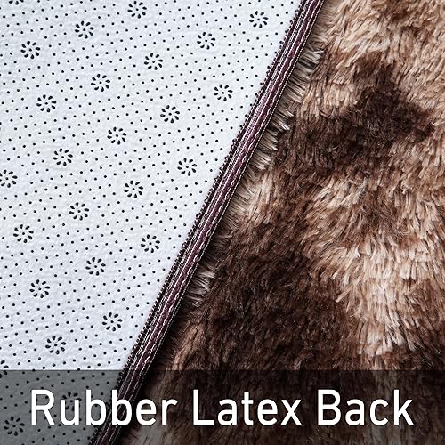 Miniatura 4 de Alfombra de área marrón de teñido anudado de 5 x 7 pies, alfombra marrón ultrasuave para sala de estar de 5 x 7 pulgadas, alfombra de café lanuda y