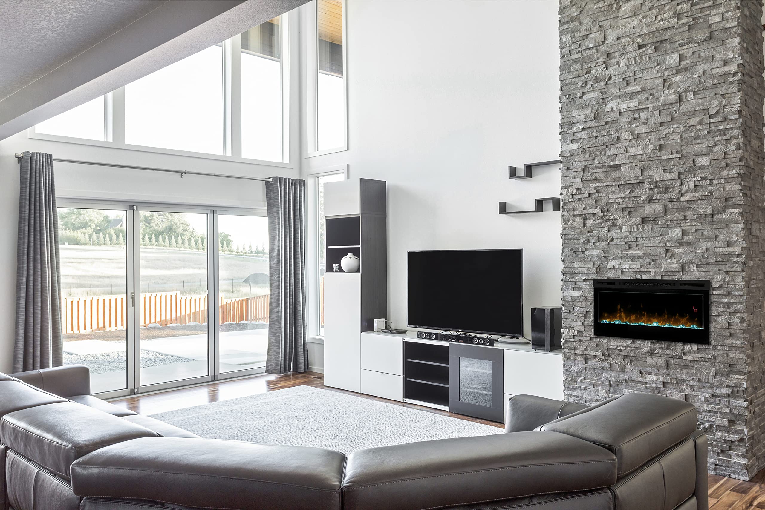 Amazon.com: Dimplex Prism 34 Wall-Mounted Linear Electric Fireplace with  Acrylic Ember Bed (Model: BLF3451), 4163 BTU, 120 Volt, 1220 Watt, Black :  Home u0026 Kitchen