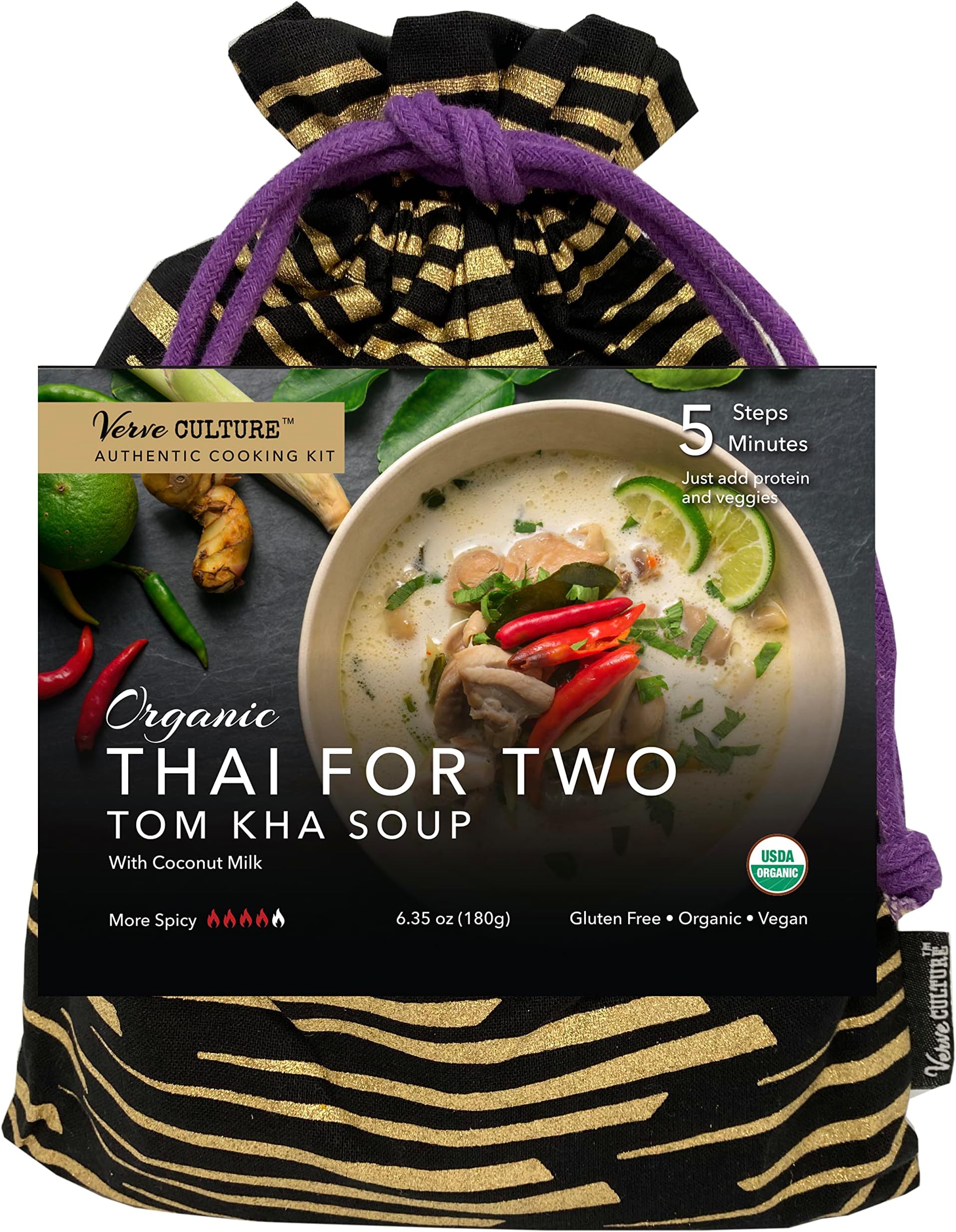 Verve Culture Thai for Two - Organic Thai Tom Kha Soup Kit | Authentic Thai Cooking Kit | Gluten-Free, Vegan