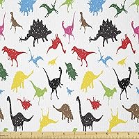 Vista 78 de Ambesonne Tela de Mariposas por Yarda, Patrones de Mariposas Estacionales Alegres Selva Tropical Naturaleza Salvaje Ilustración, Tela Decorativa