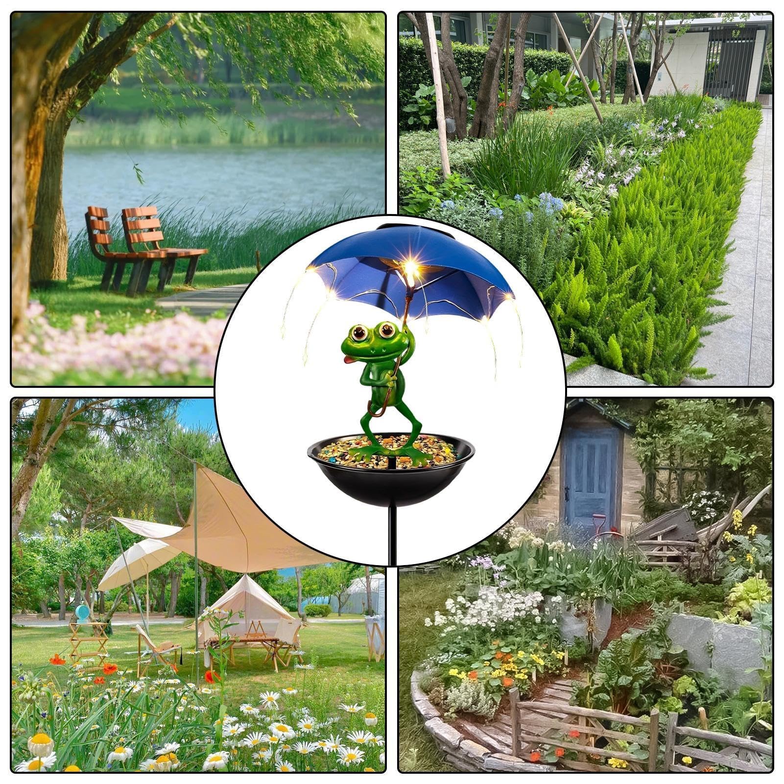 Mangiatoia per uccelli da giardino con luce solare, stazione di alimentazione per esterni, accessorio paesaggistico per cortile e balcone, ideale per fauna selvatica e uccelli