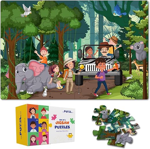 THE PUZZL CO Set of 2 Vacation Theme Jigsaw Puzzles for Kids 5+ Years – 48 Piece Forest & Mountain Puzzle for Kids Age 4–...