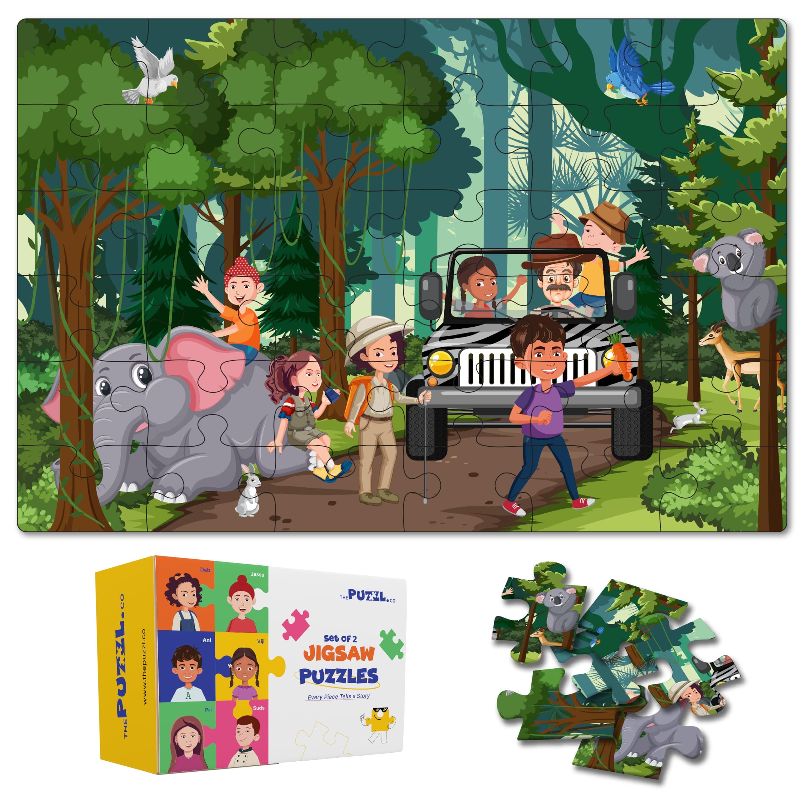 Set of 2 Vacation Theme Jigsaw Puzzles for Kids 5+ Years – 48 Piece Forest & Mountain Puzzle for Kids Age 4–6, Fun Educational Puzzle Game