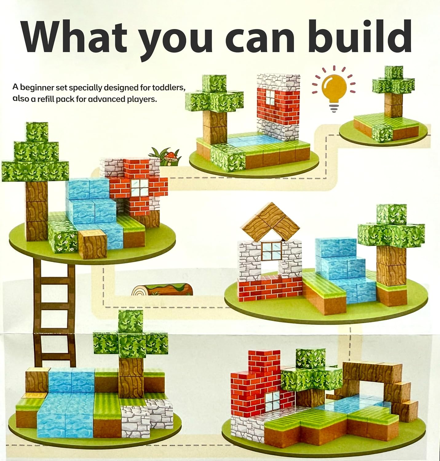 Magnetic Blocks Building Set - Puzzle Cubes as STEM Toys for Kids - Toddlers Sensory Construction Tiles - Ages 3+ Creative Educational Games for Boys and Girls - Adventure Forest 150pc Block