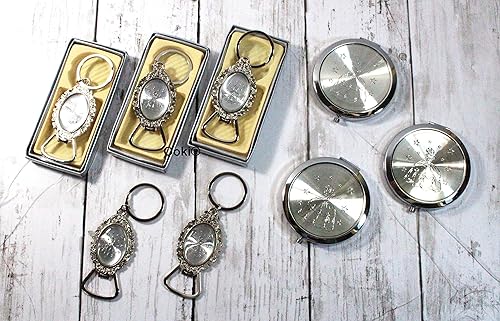 24 Elegantes Princesa Plata Cenicienta Recuerdos para Quinceanera Dulce 15 16 Favores de Fiesta Compacto Espejo Abrebotellas Llavero Bautismo