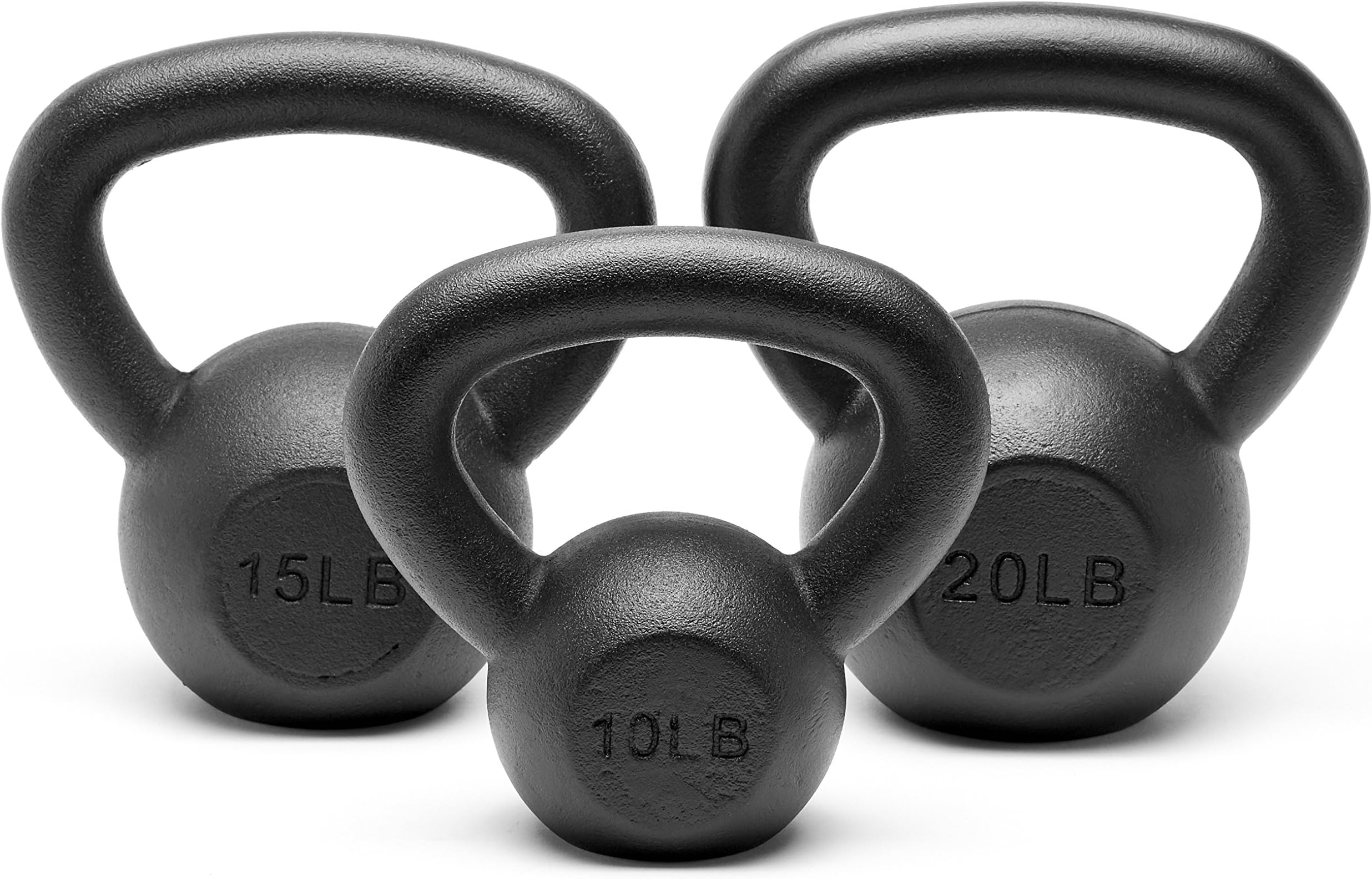 Powder Coated Solid Cast Iron Kettlebell Weights Set 5lb to 45lb Various Combination