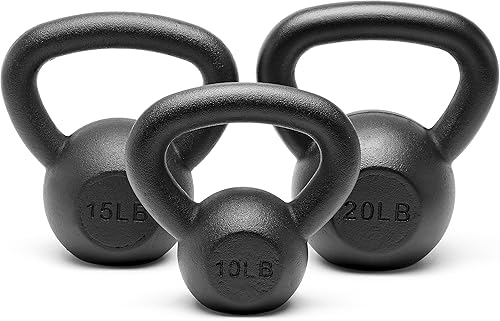 Miniatura 12 de Juego de pesas rusas de hierro fundido sólido con recubrimiento en polvo, 5, 10, 15, 20, 25, 30, 35, 40, 45 libras, todas las combinaciones V-negro