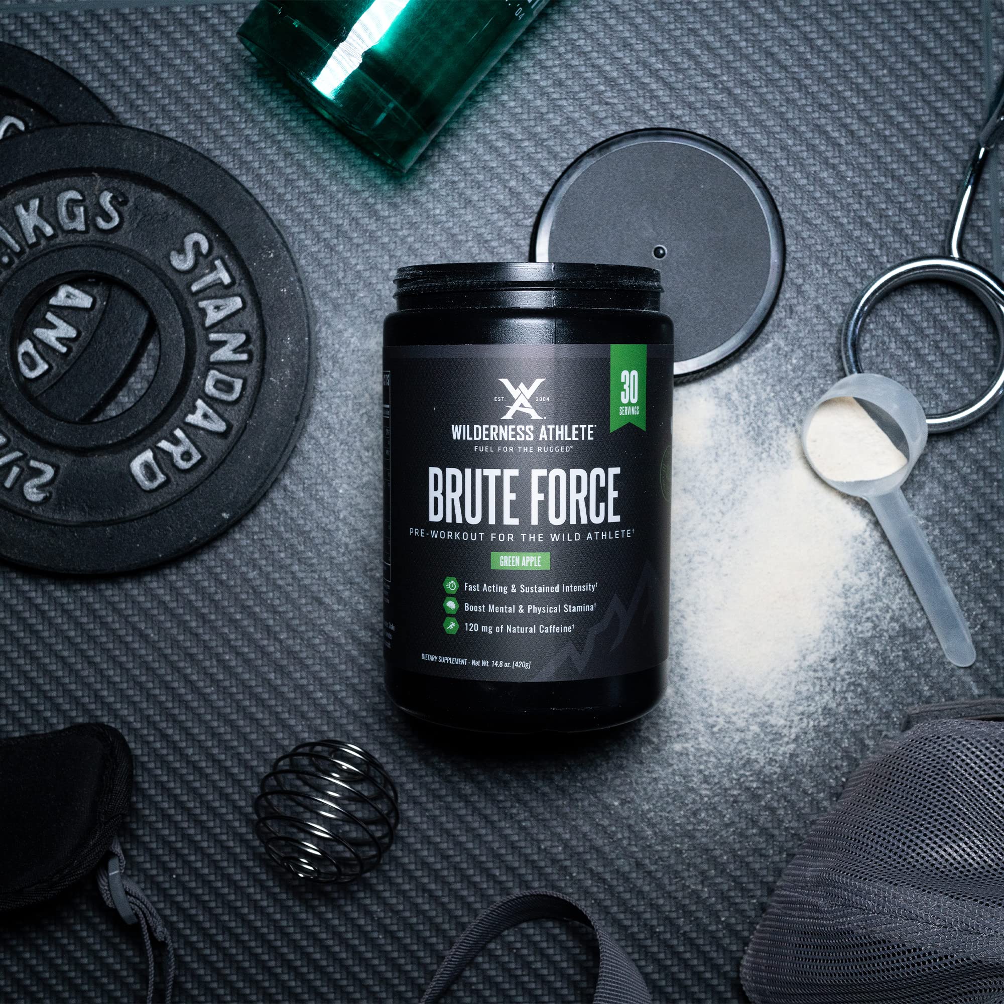 Wilderness Athlete - Brute Force Pre-Workout | Best Pre Workout Powder for Women & Men - Preworkout Drink Supplements with Natural Caffeine - Workout Supplement for Men & Women (Green Apple) — Amazon image 4