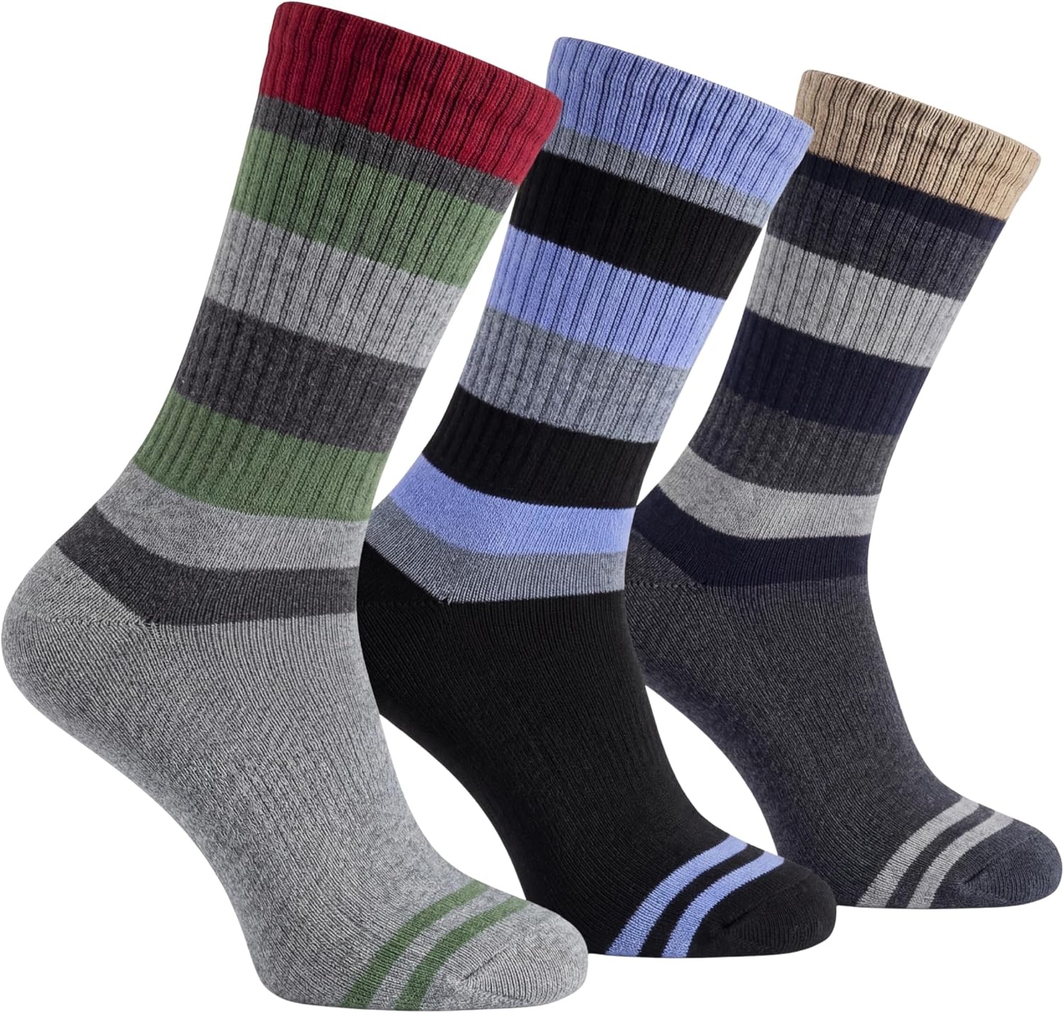 JAMES FIALLO Unisex Wool Blend Hiking Socks for Men & Women, Thermal Thick Cushion Moisture Wicking Winter Crew Socks, 3 Pack