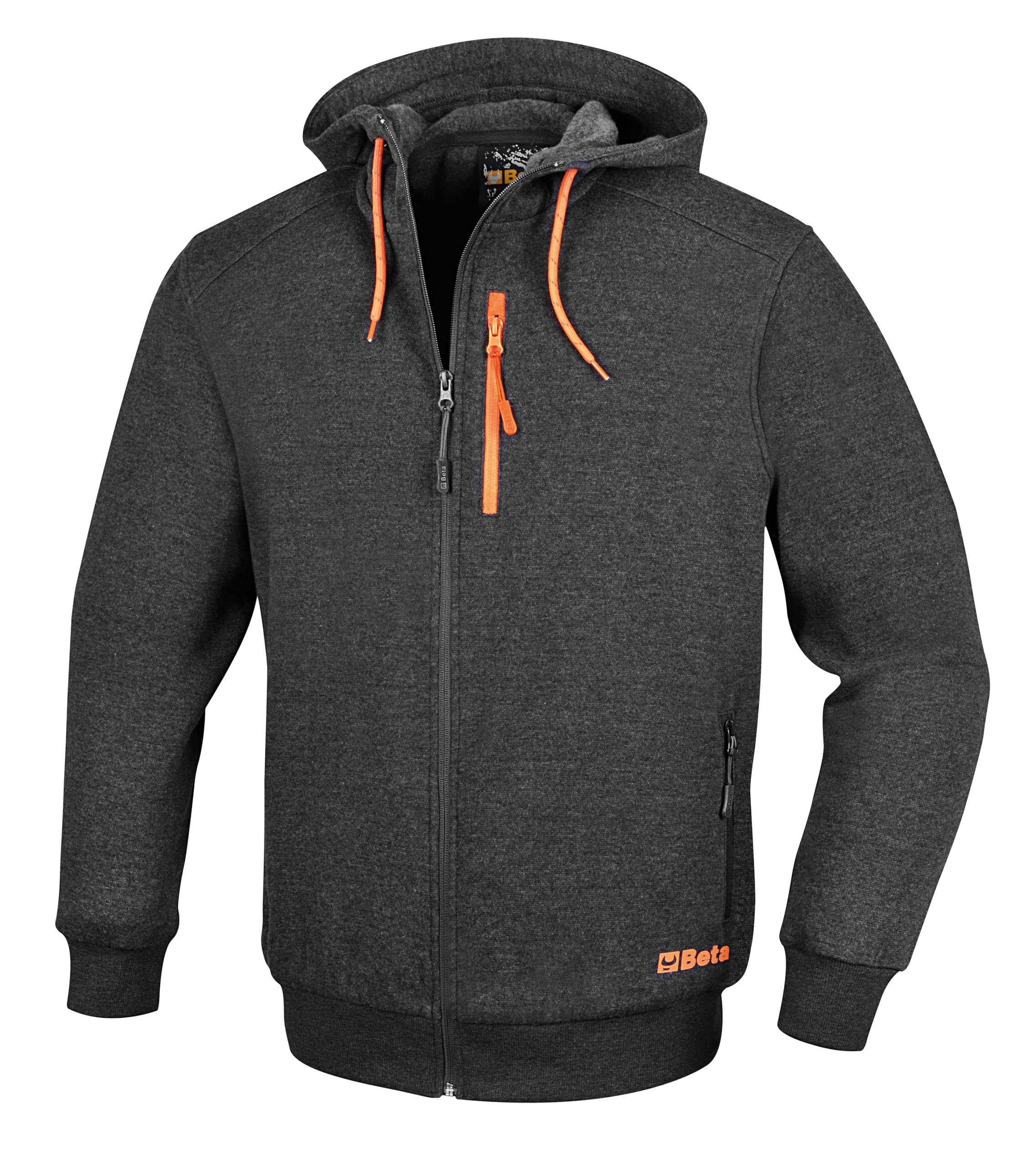 BETA 7665G - Sweat de travail avec capuche fixe et fermeture éclair longue, en coton et polyester, avec deux grandes poches à la taille, une poche poitrine avec fermeture éclair verticale et taille et